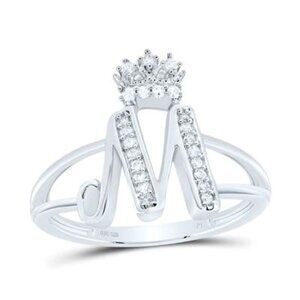 Real Diamond Custom Made Crown Initial M letter ring, Best Gift for her, SALE!